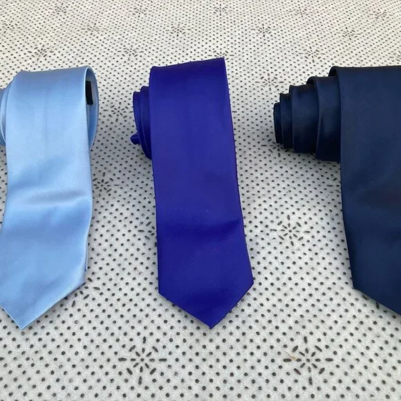 Lot of 3 Skinny Men Ties Neckties Men Fashion Ties Navy, Blue and Sky Blue - Picture 5 of 7